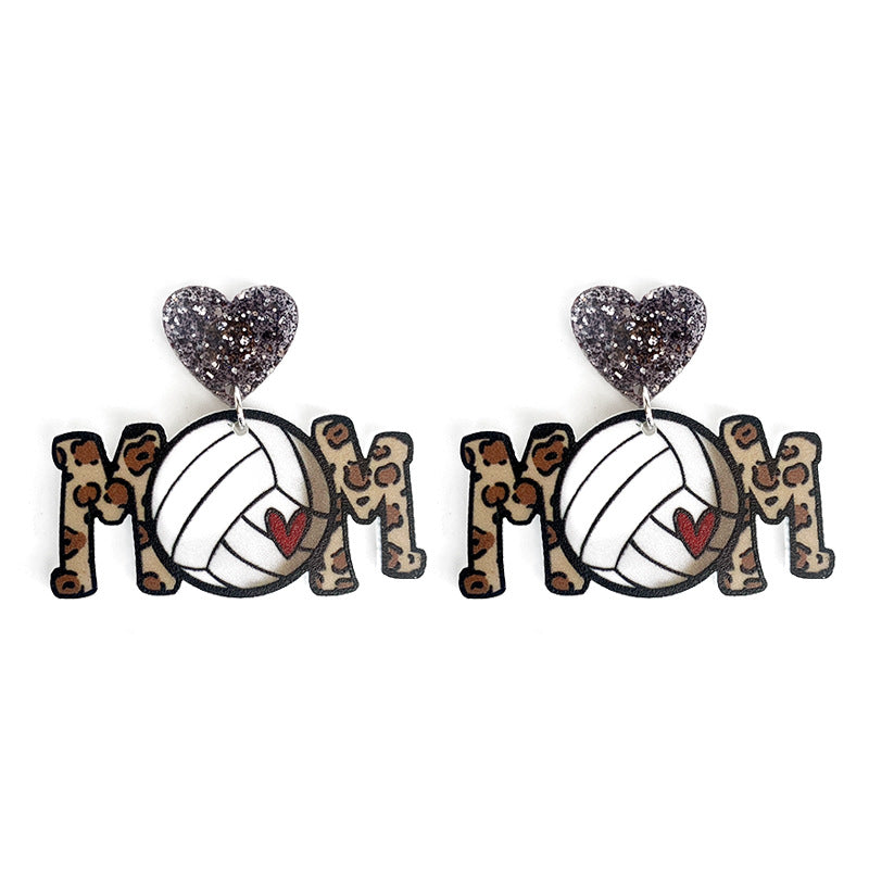Wholesale MOM Ball Sports Acrylic Earrings As Mother's Day Gift ACC-ES-XinChuan002
