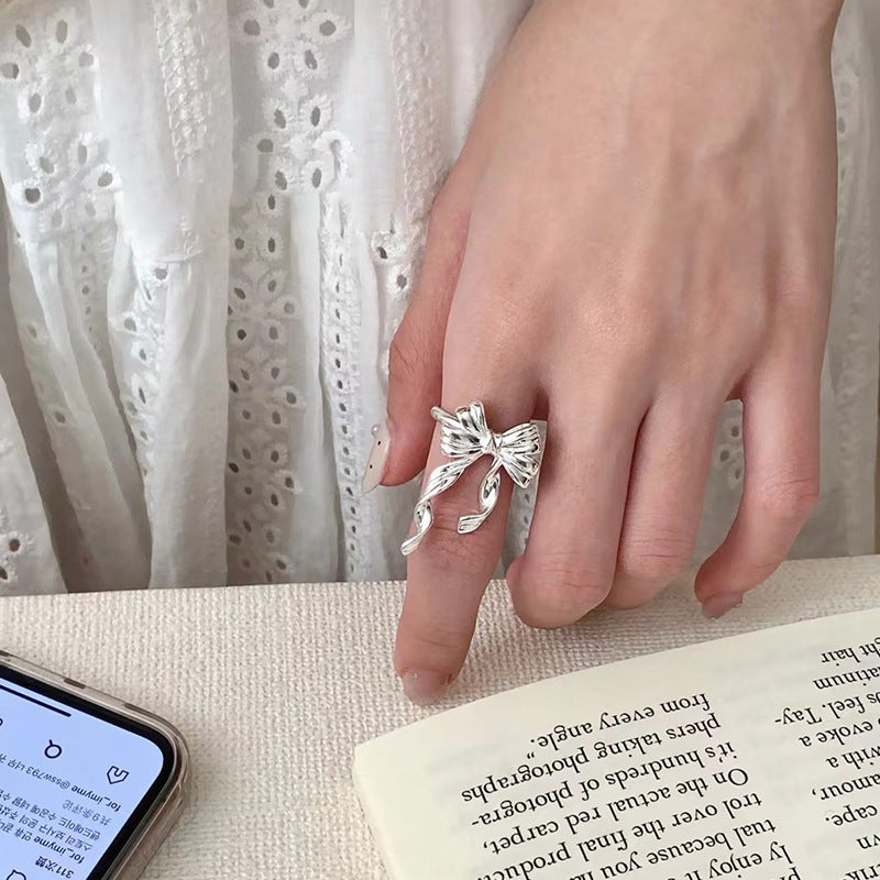 Wholesale 925 Silver Bow Ring Open Ring
