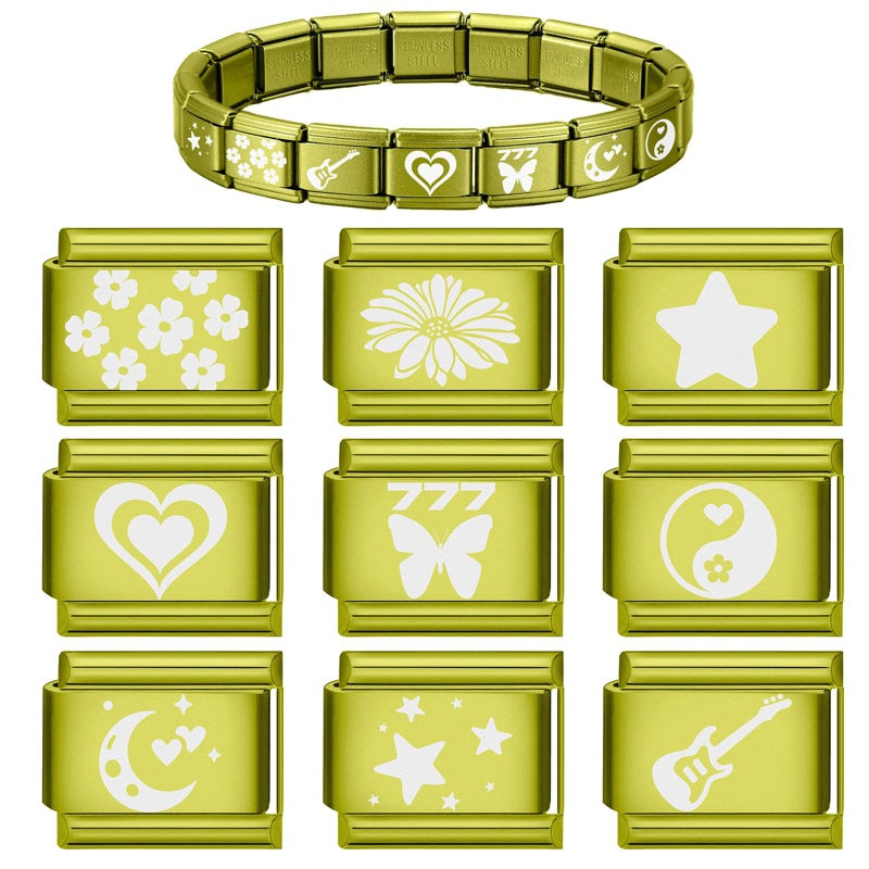 Wholesale 9mm Italian Charm Starter Bracelets DIY square Single Section Creative Stainless Steel Composable Bracelet