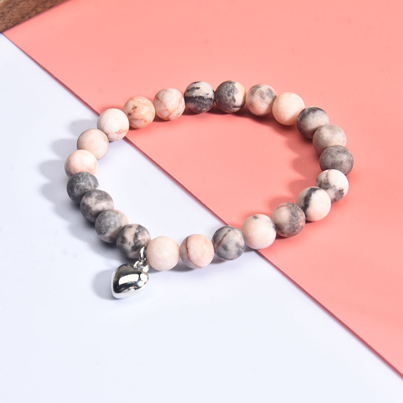 Wholesale 8MM Pink Zebra 10mm Frosted Stone Beaded Agate Bracelet ACC-BT-zhixiang015