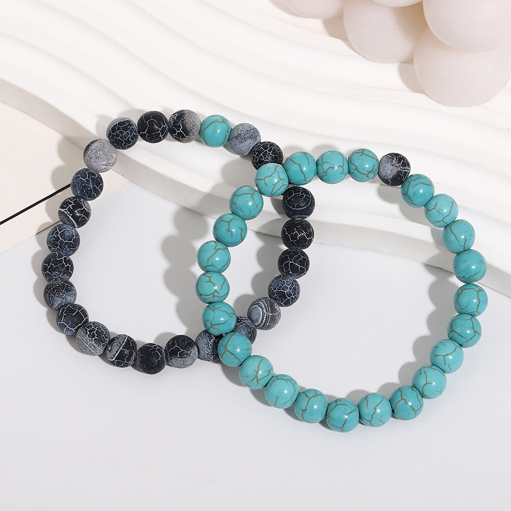 Wholesale Trendy Turquoise Couple Bead Bracelet Handmade Fashion Jewelry Accessory Gift