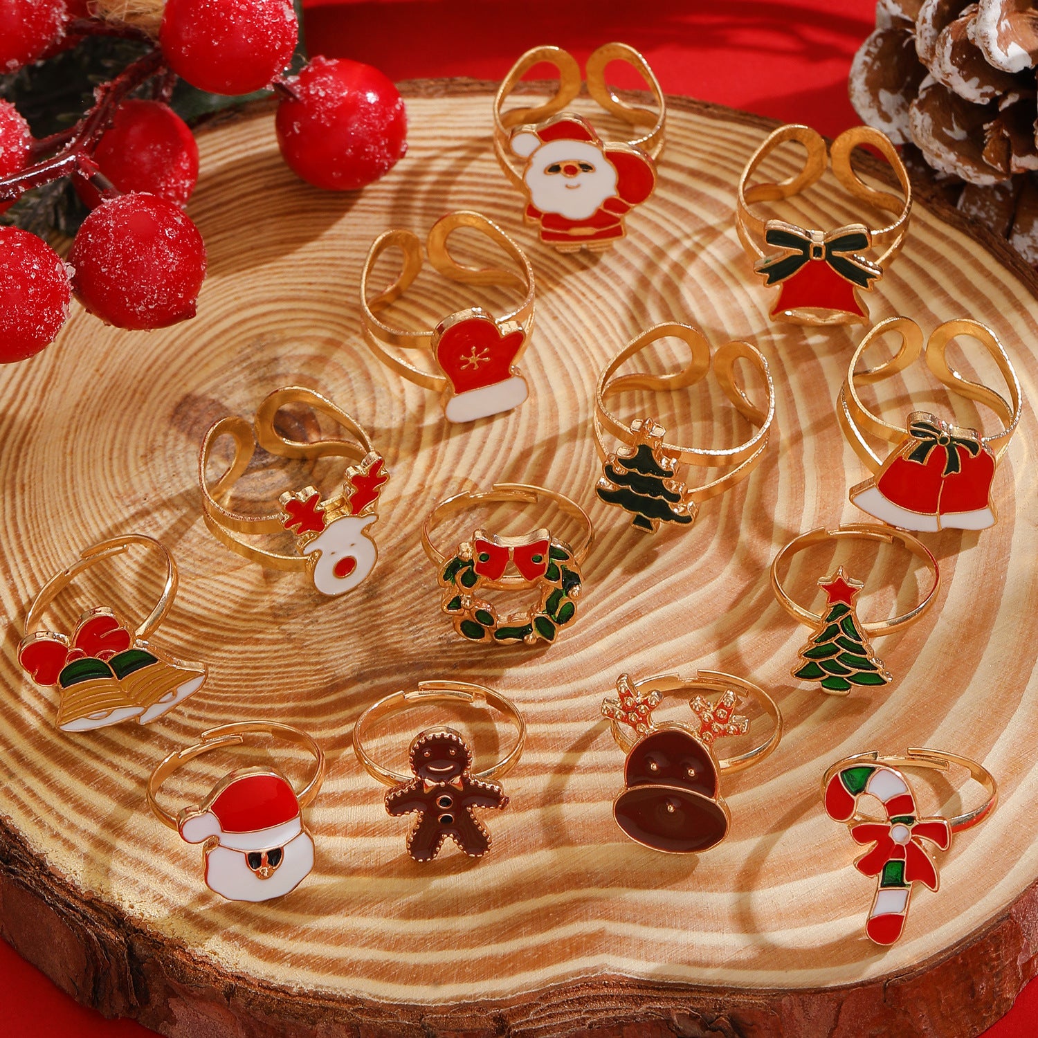 Wholesale Christmas series stainless steel open ring