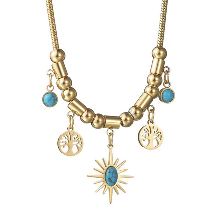 Wholesale alloy vintage sunflower necklace