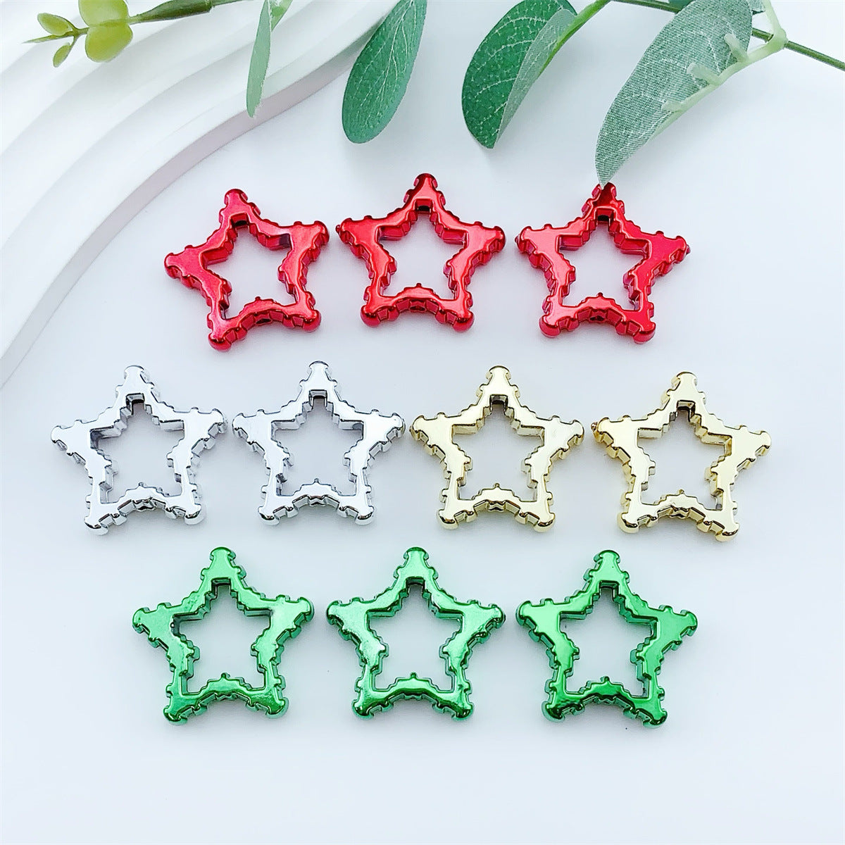 Wholesale 10pcs  Christmas series five-pointed star Focal Beads DIY Bead Accessories