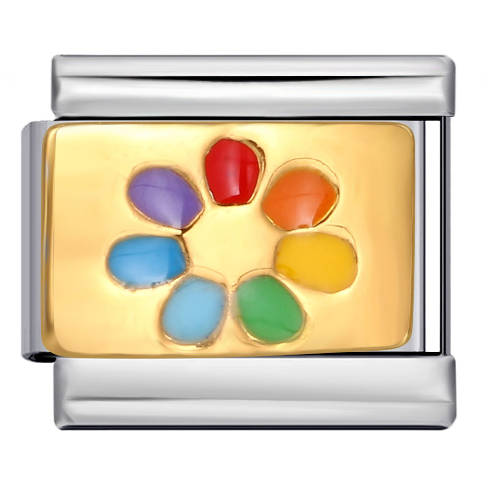 Wholesale  Italian Charm Bracelet Welded Gold Plated Oil Drop DIY ElasticStainless Steel Composable Bracelet