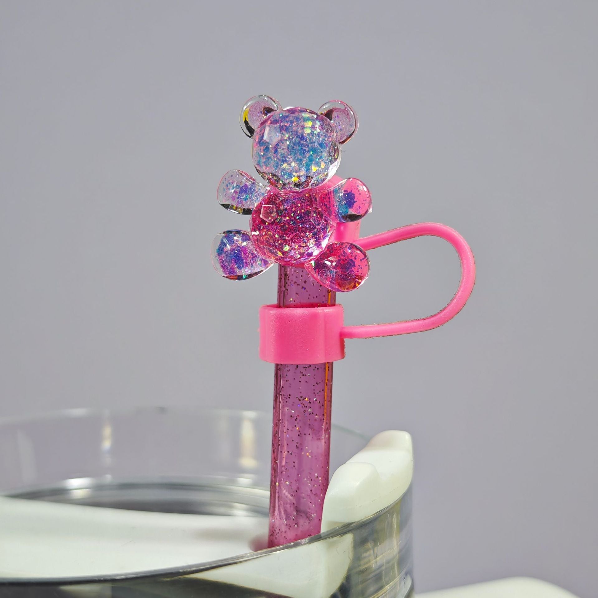 Wholesale  10mm resin bear PVC Soft Straw Tube Cap