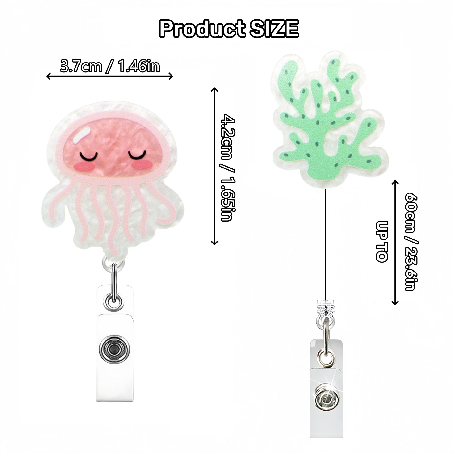 Wholesale Marine Animal Acrylic Shell Dolphin Fish Retractable Rotating Badge Keychain