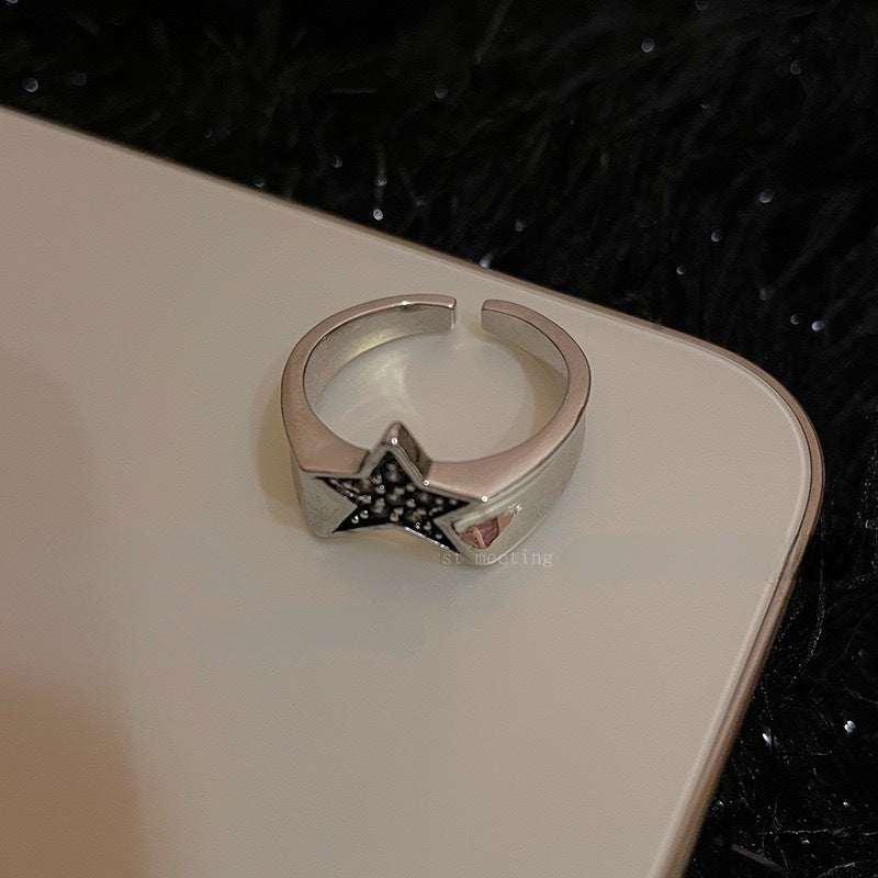 Wholesale Distressed Punk Star Ring Adjustable Open Ring Zinc Alloy Men Women Boutique Jewelry Accessory