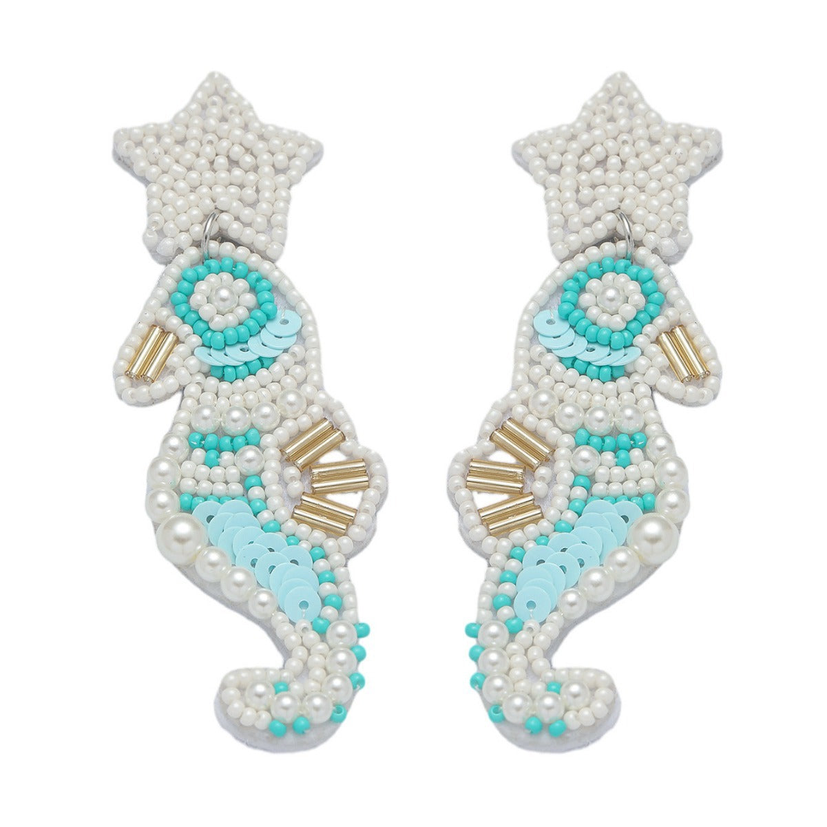 Wholesale Ocean Beach Starfish Seahorse Shell Rice Bead Earrings