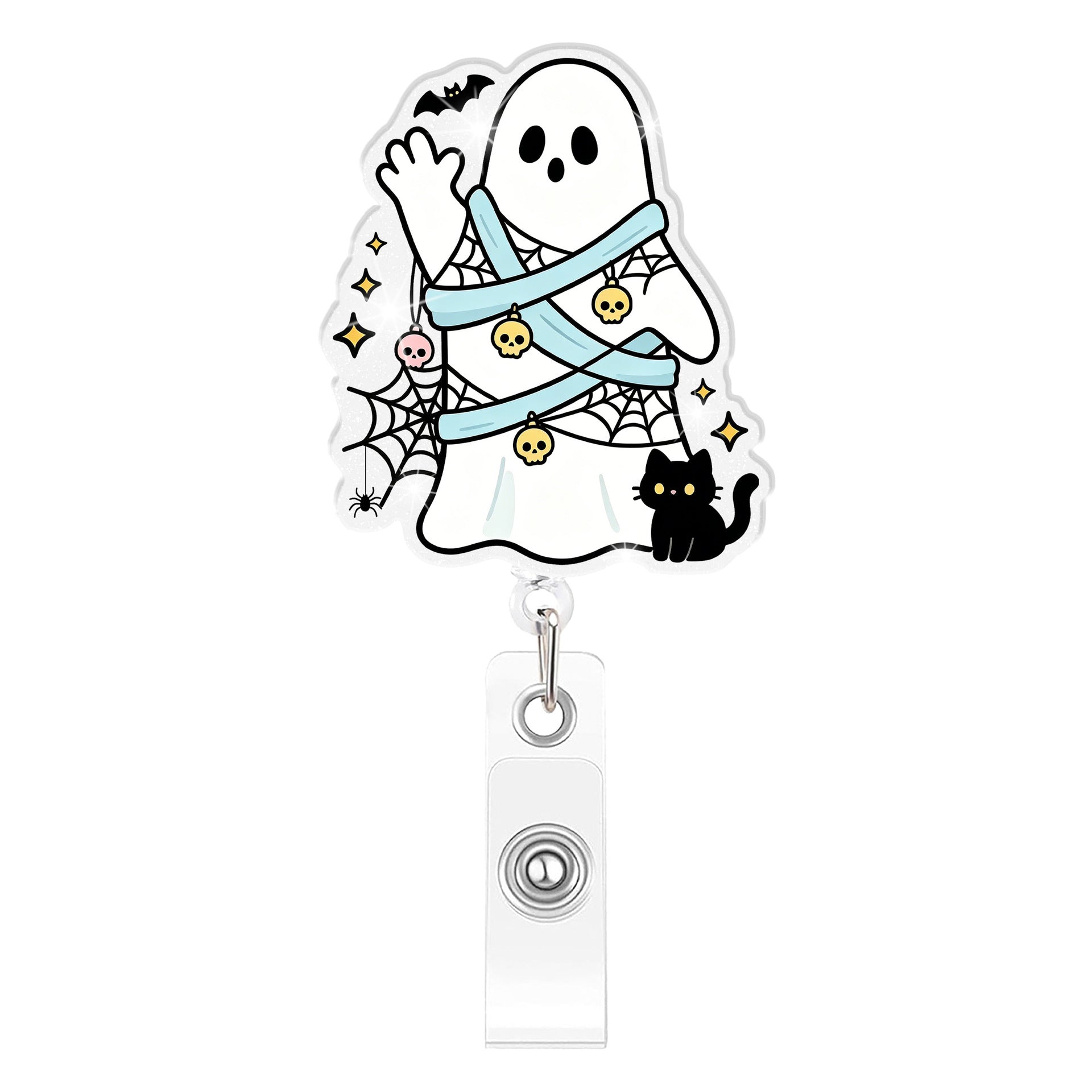 Wholesale Acrylic  BOO Cartoon Retractable Badge Reel Decorative Pendant For Party And Everyday Use