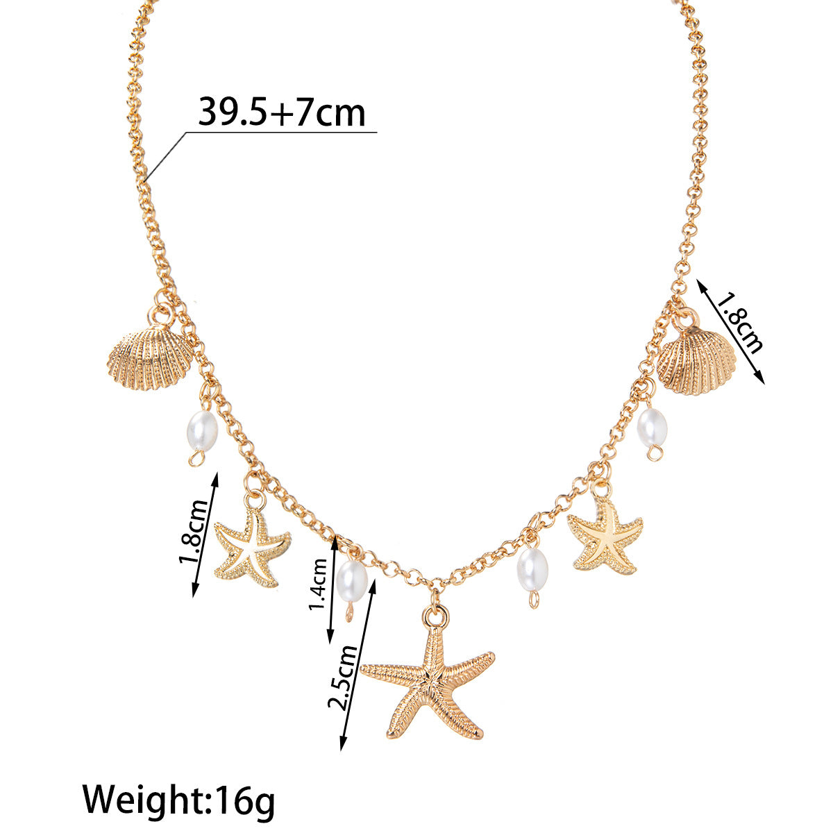 Wholesale Bohemian Pearl Alloy Starfish Alloy Scallop Pendant Alloy Women's Necklace