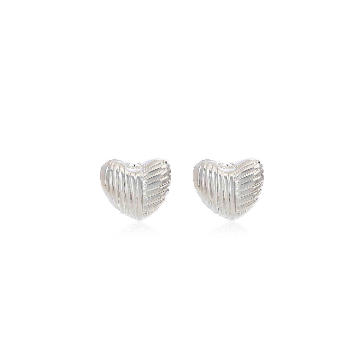 Wholesale Silver Textured Triangle Heart Earrings