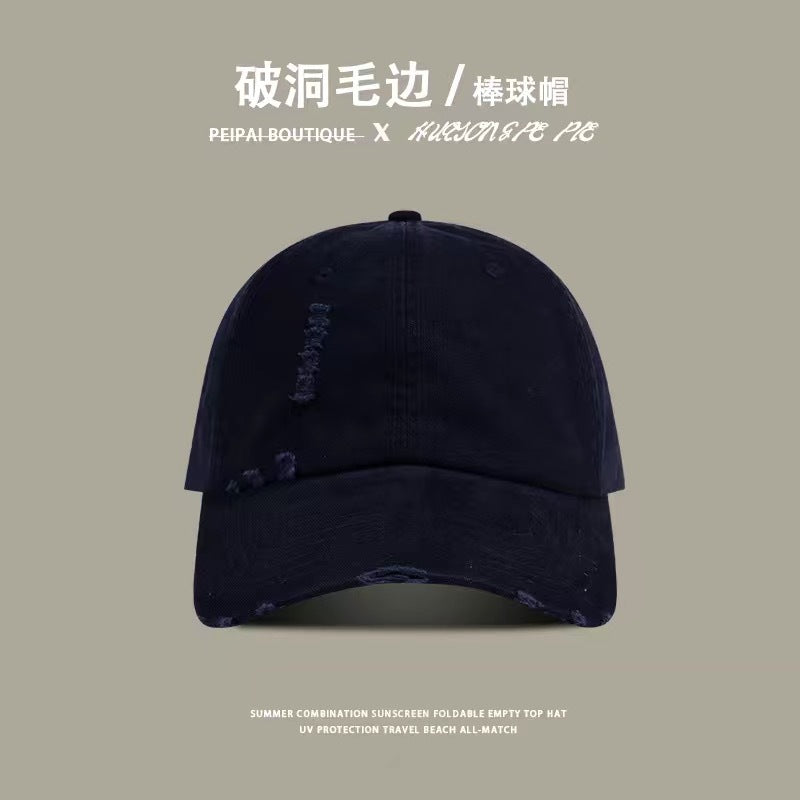 Wholesale Solid Color Ripped Cotton Hat Baseball Cap ACC-HT-KME005