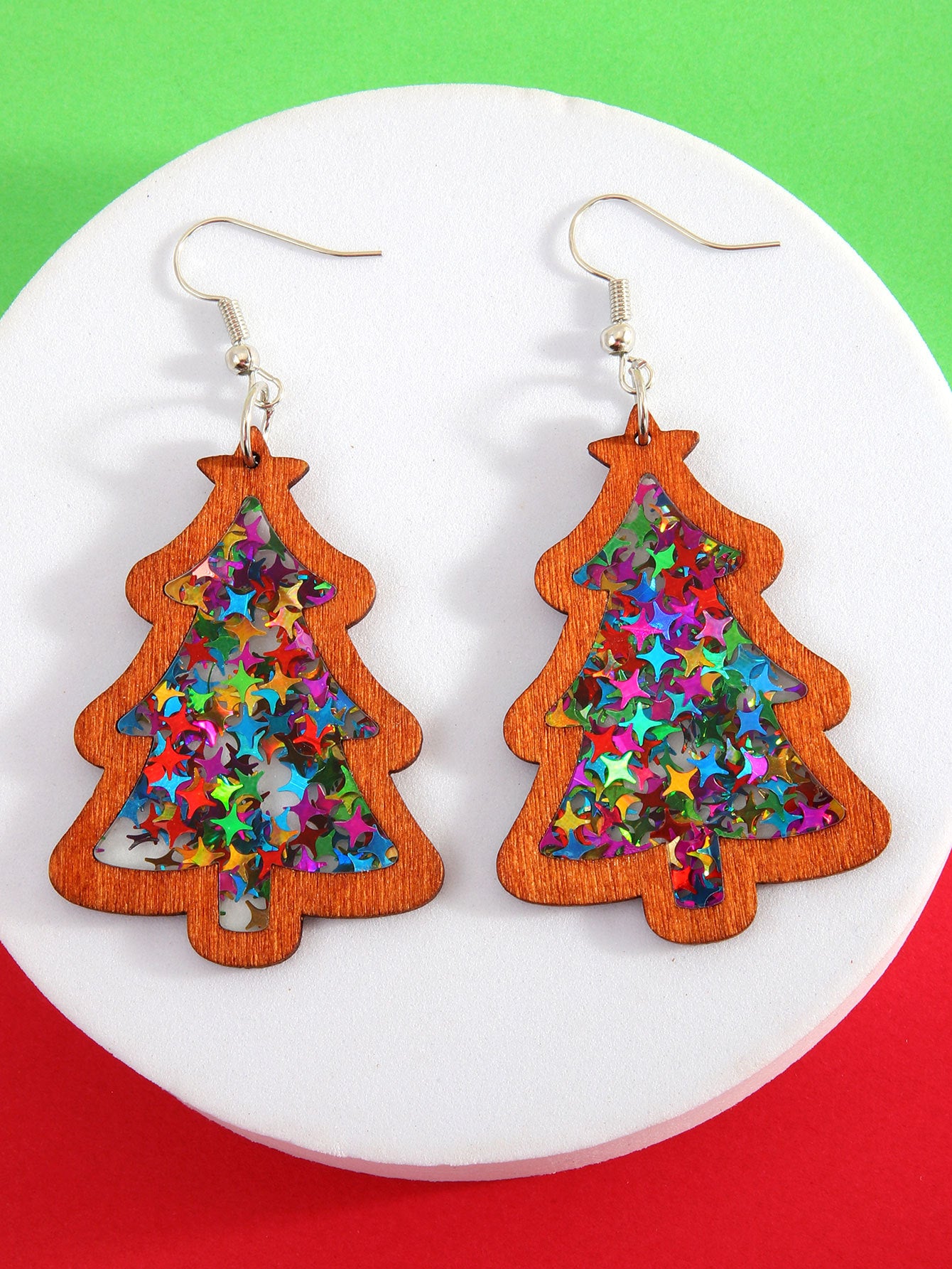 Wholesale Christmas Tree Acrylic Sequin Earrings