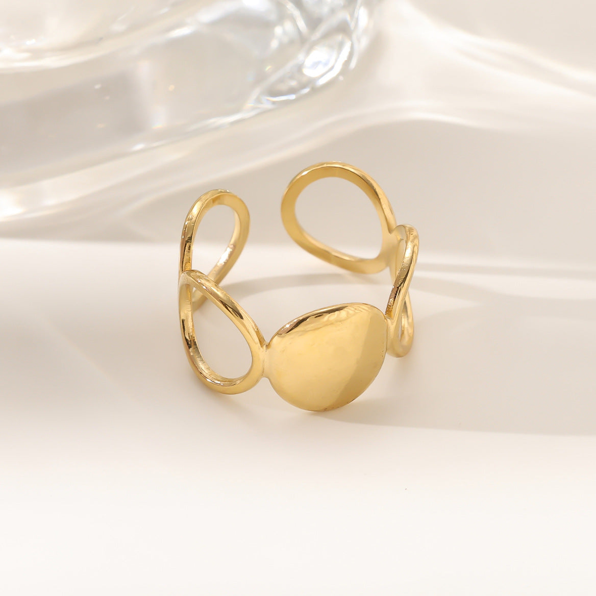 Wholesale Stainless steel gold-plated adjustable ring