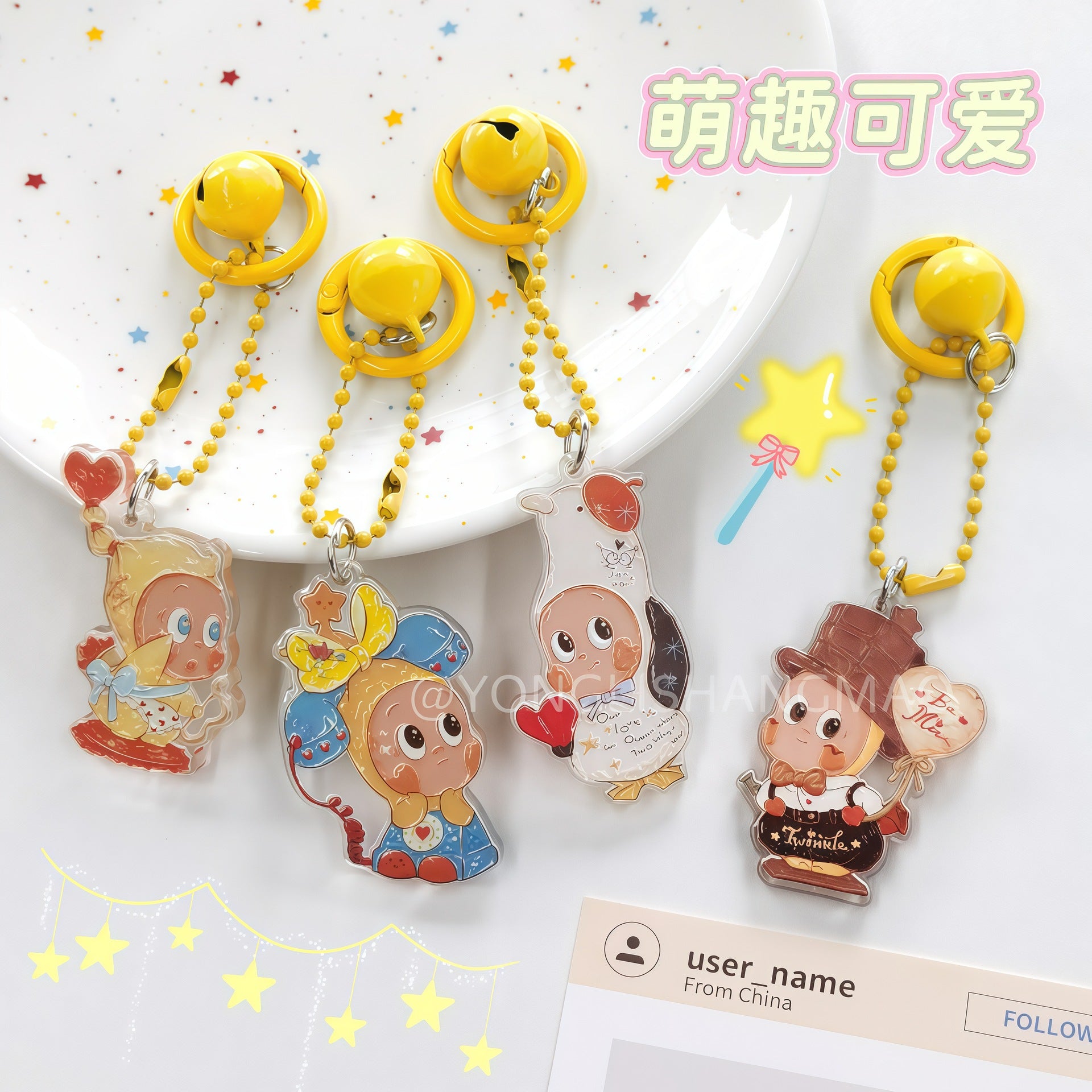 Wholesale Cute Cartoon Star Acrylic Keychain Pendant Boutique Resale Gift for Best Friend
