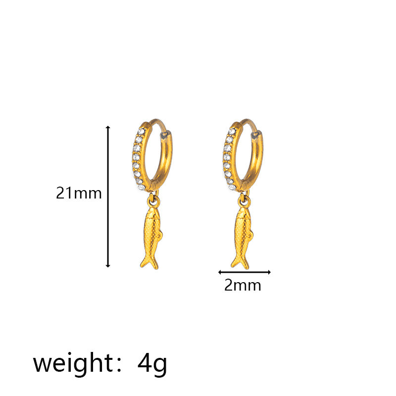 Wholesale Stainless steel summer ocean series starfish and conch pendant earrings