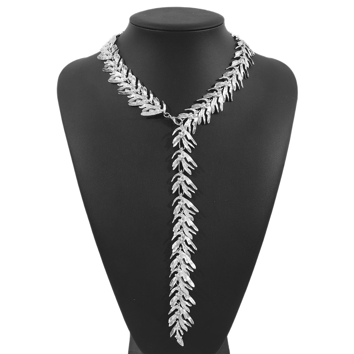 Wholesale personality trend temperament alloy leaf texture necklace