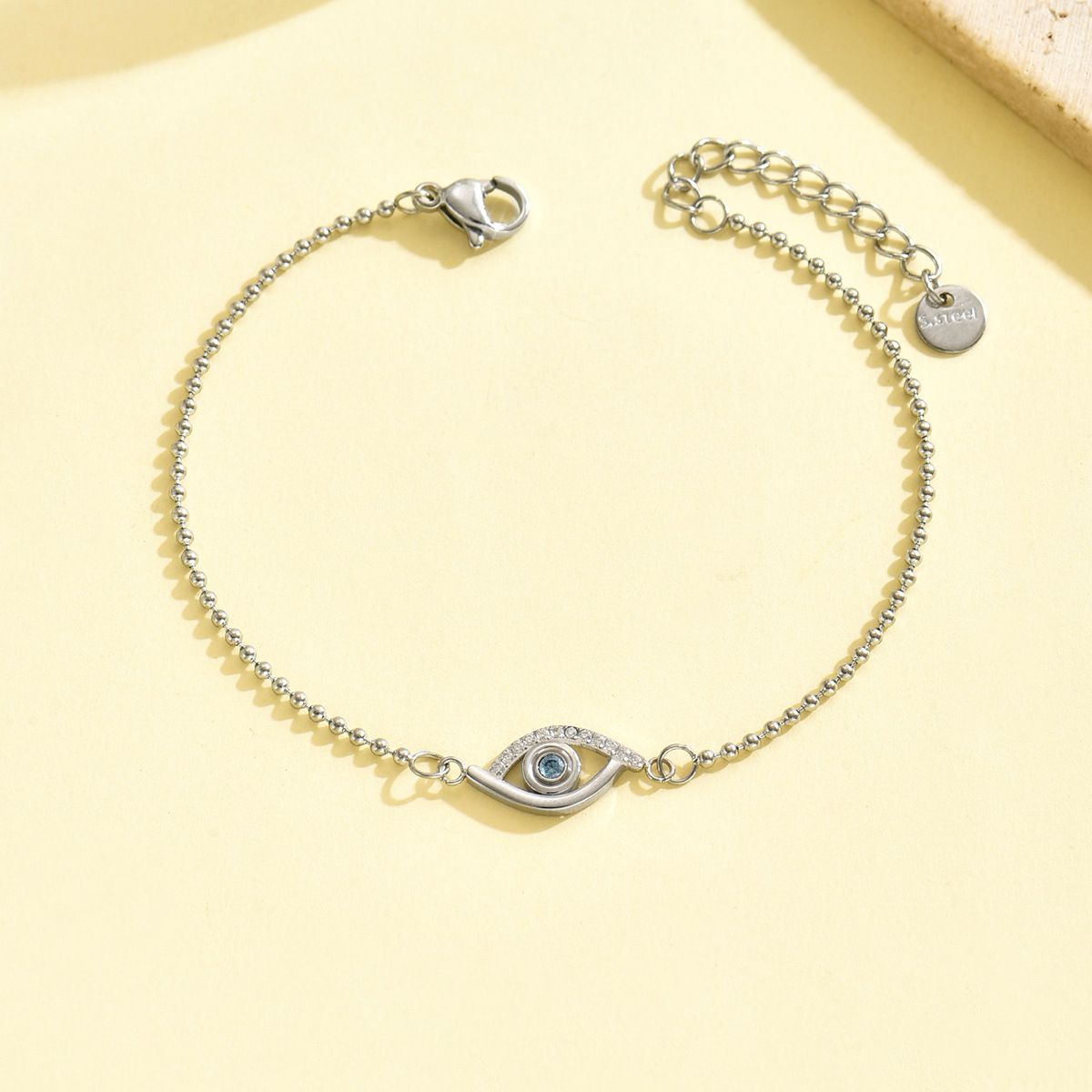 Wholesale Stainless steel evil eye bracelet with rhinestones