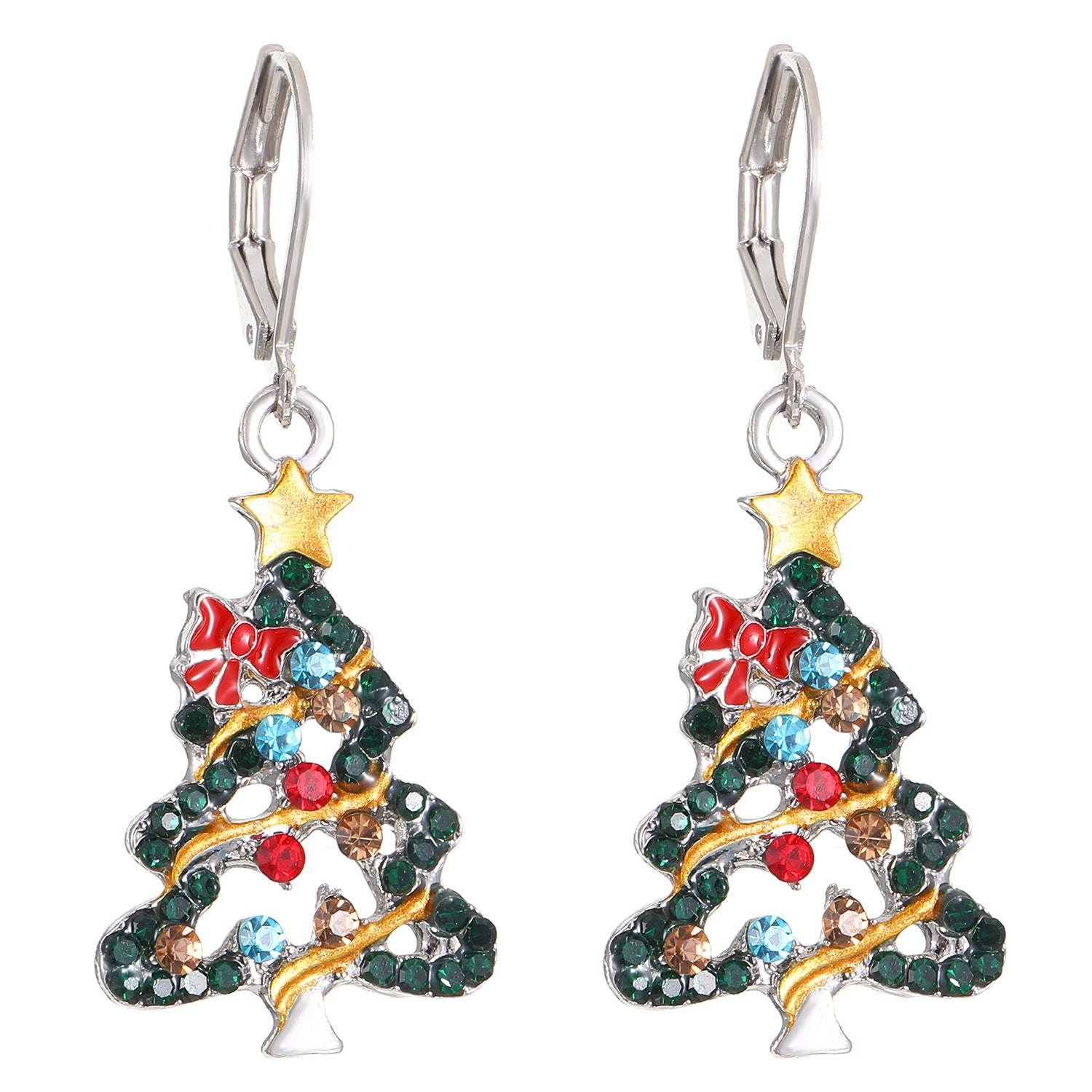 Boucles d'oreilles arbres de Noël incrustées de diamants créatifs en gros