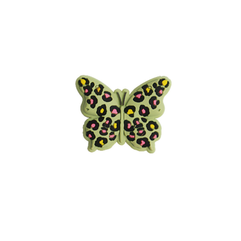 Wholesale 10pcs Leopard Print Butterfly Silicone Beads Focal Beads DIY Beading Accessories ACC-BDS-JIaHao011