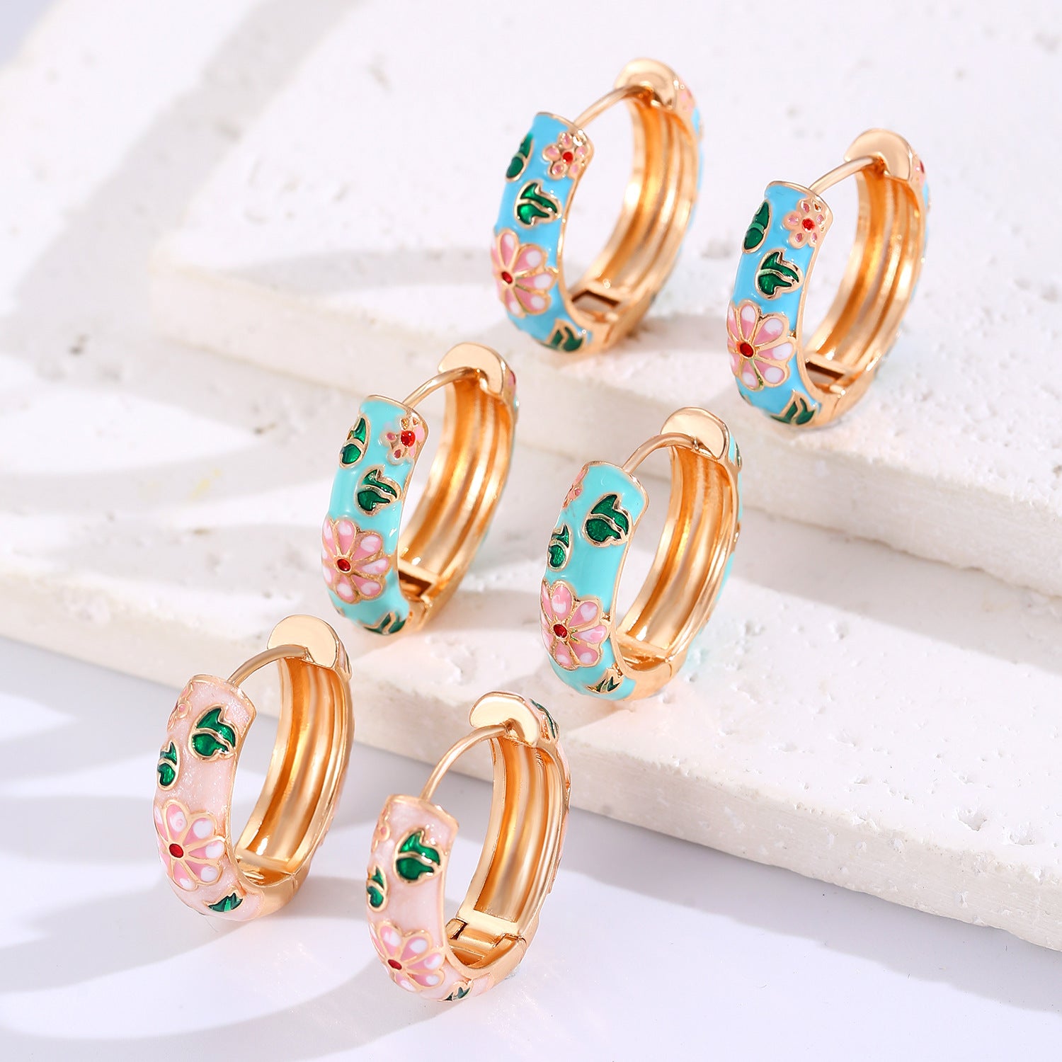 Wholesale Copper Dripping Oil Flower Earrings Chinese Vintage Style Women S Jewelry Accessory