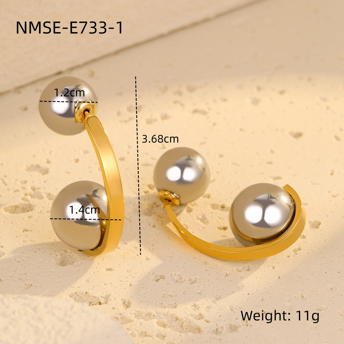 Wholesale  Metal Geometric Ball Stainless Steel  Ring