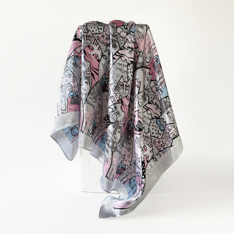 Wholesale  90cm women' s printed turban silk scarf