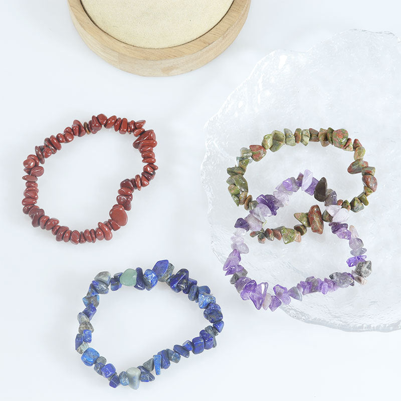 Wholesale Natural colorful gravel hand-woven elastic boho bracelet