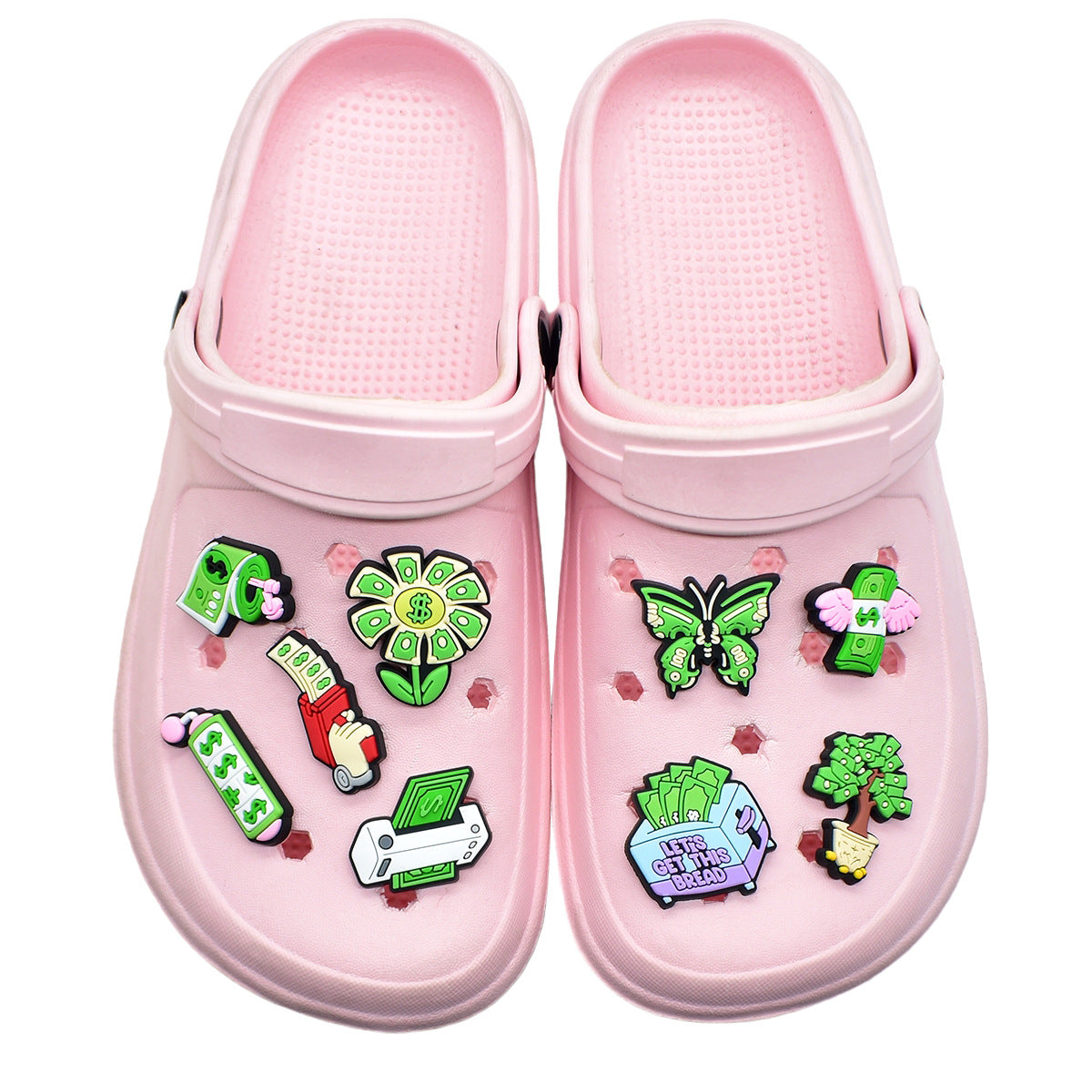 Wholesale   Random 100pcs USD seriesPVC Soft Rubber Shoe Buckle Decoration