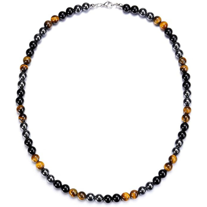 Wholesale  Natural Tiger Eye Stone Handmade Beaded Men' s Necklace