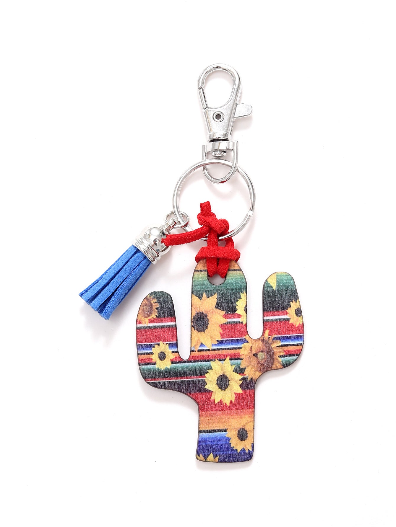 Wholesale Wooden Cactus Keychain Leopard Flower Rainbow Sunflower Keychains