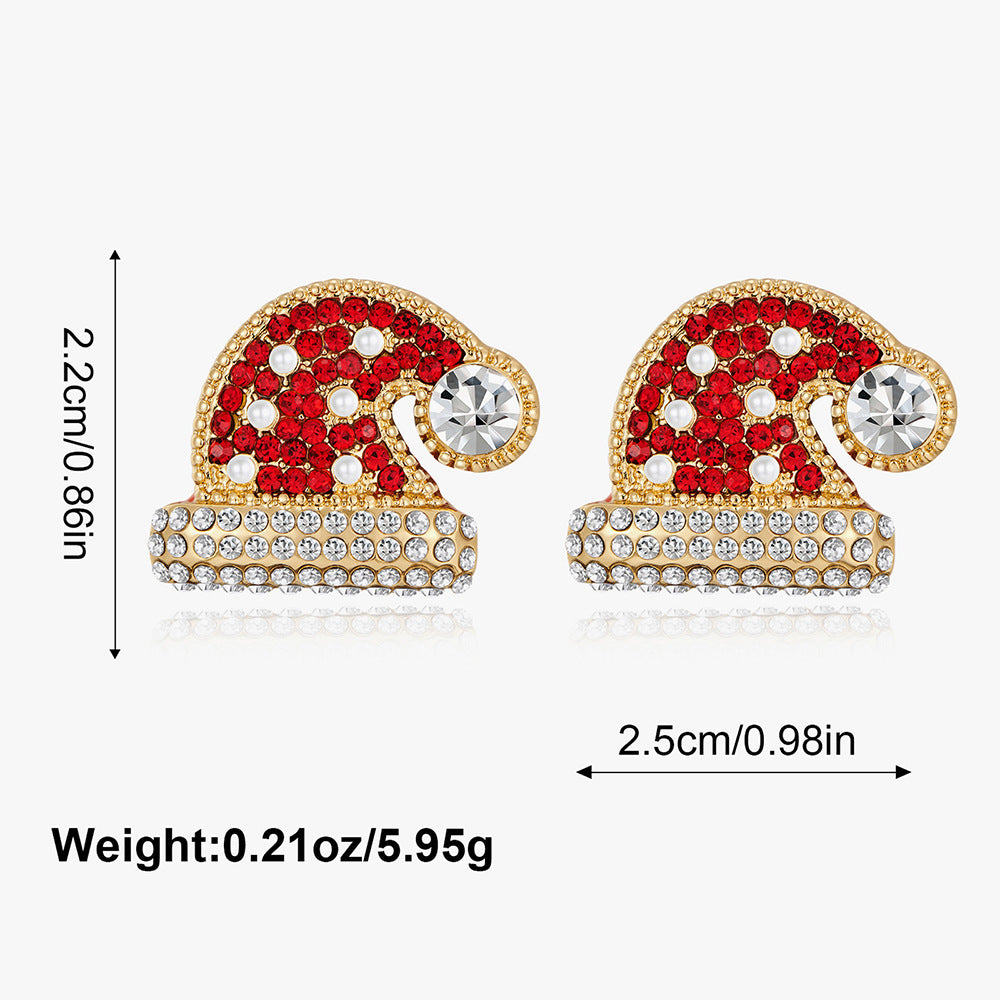 Wholesale Alloy Oil Dripping Diamond Jewelry Christmas Earrings