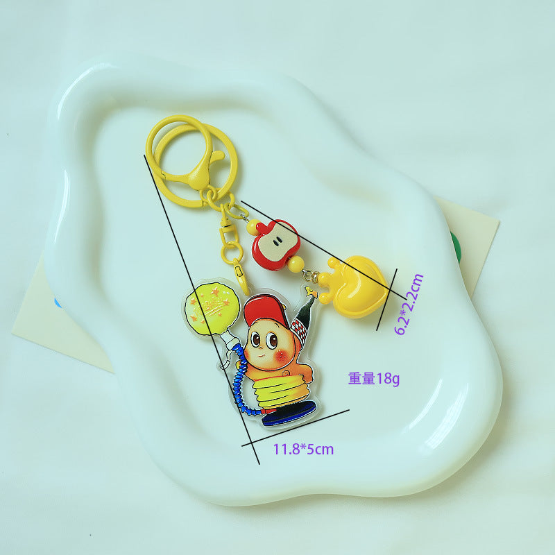 Wholesale Cute Red Apple Star Man Acrylic Relief Keychain