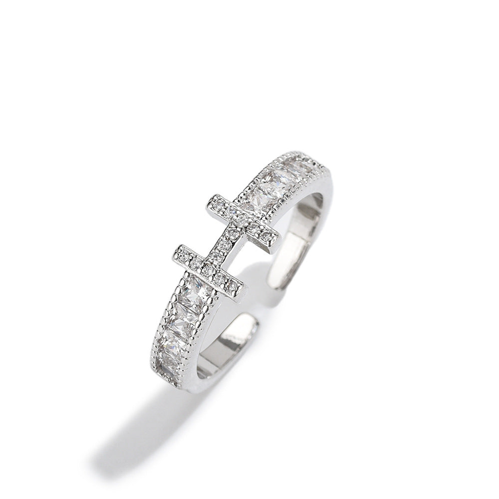 Wholesale Gold-Plated Copper H Letter Open Ring for Women,  Fashion Accessory