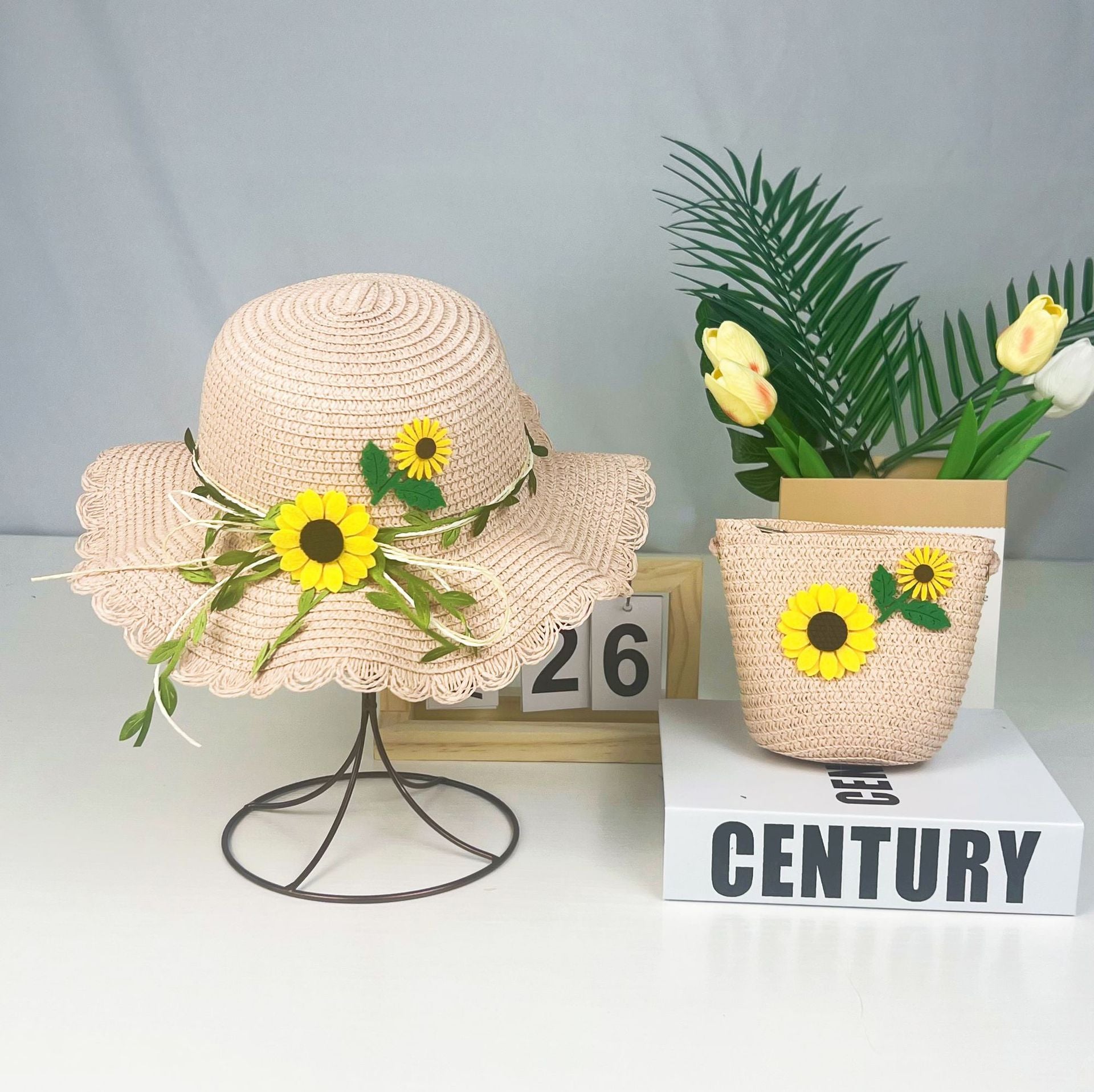 Wholesale  Straw Hat  Sunflower Bucket Hat