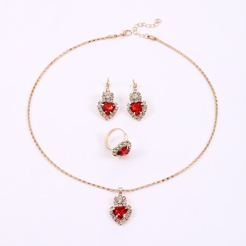 Wholesale Vintage Love Pendant Necklace Ring Earrings Three Piece Sets ACC-NE-ChaoKai006