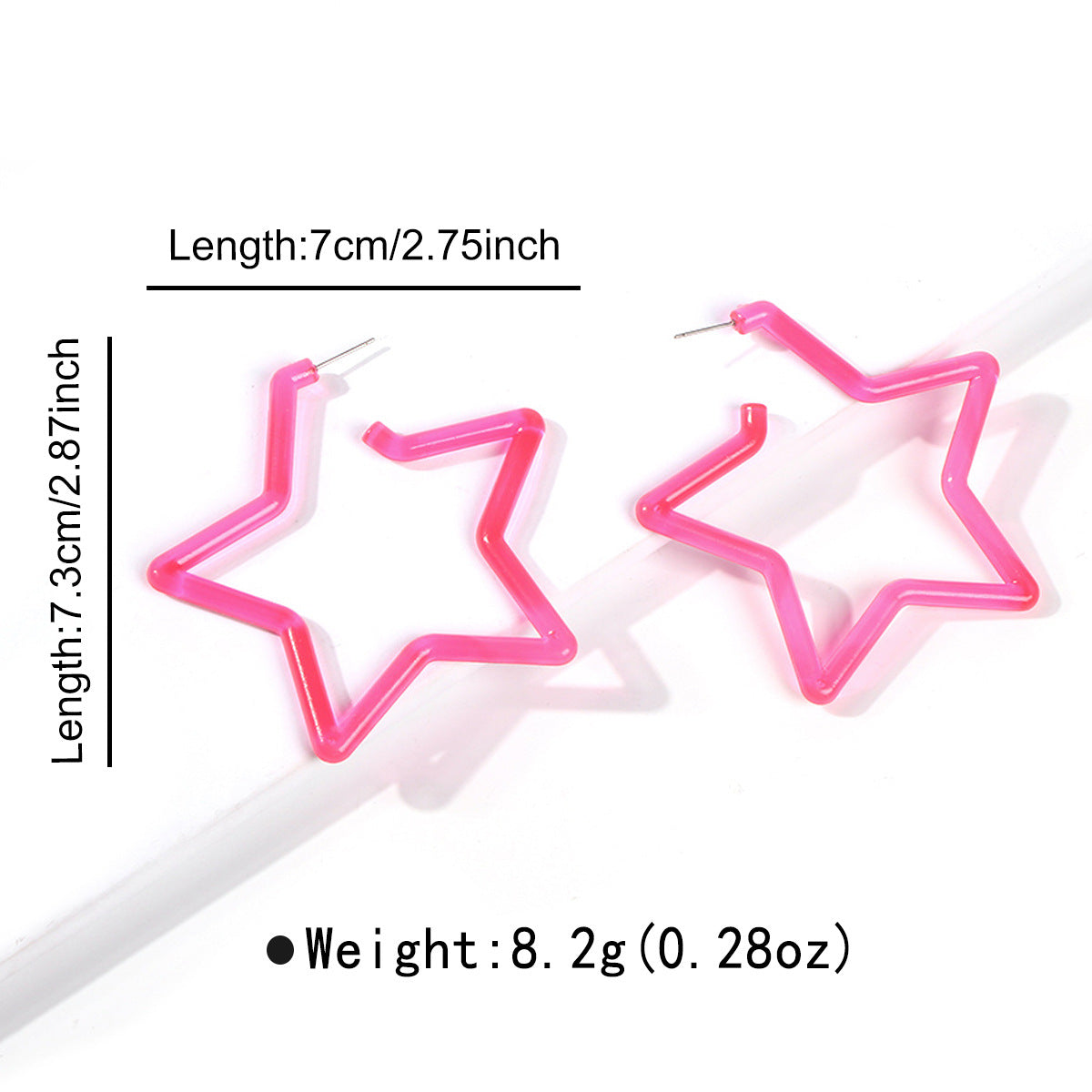 Wholesale Simple rose red heart five-pointed star fluorescent geometric resin earrings fashion personality niche exaggerated earrings for women