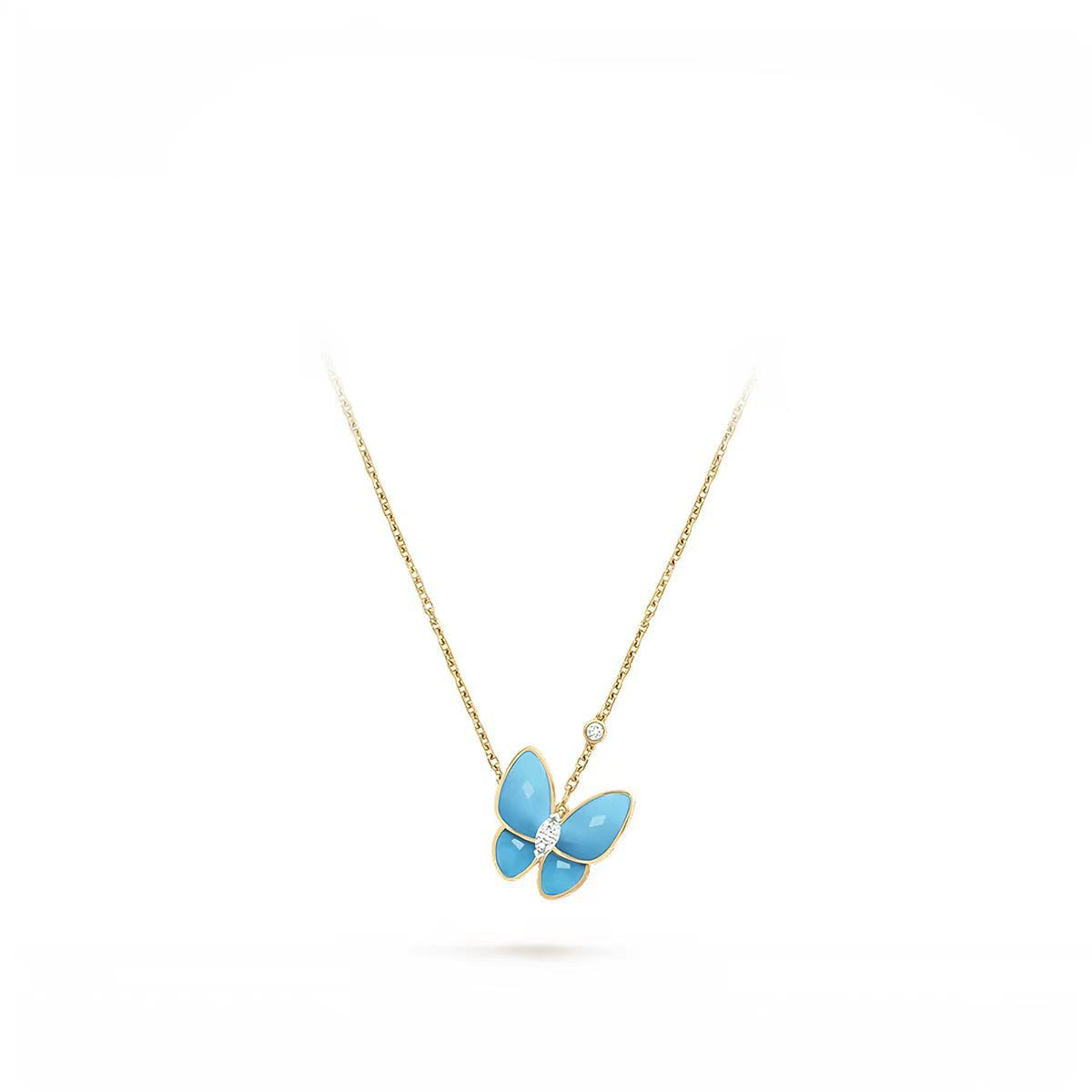 Wholesale Natural Style Blue Stone Butterfly Necklace Fashion Jewelry Accessory Boutique Resale