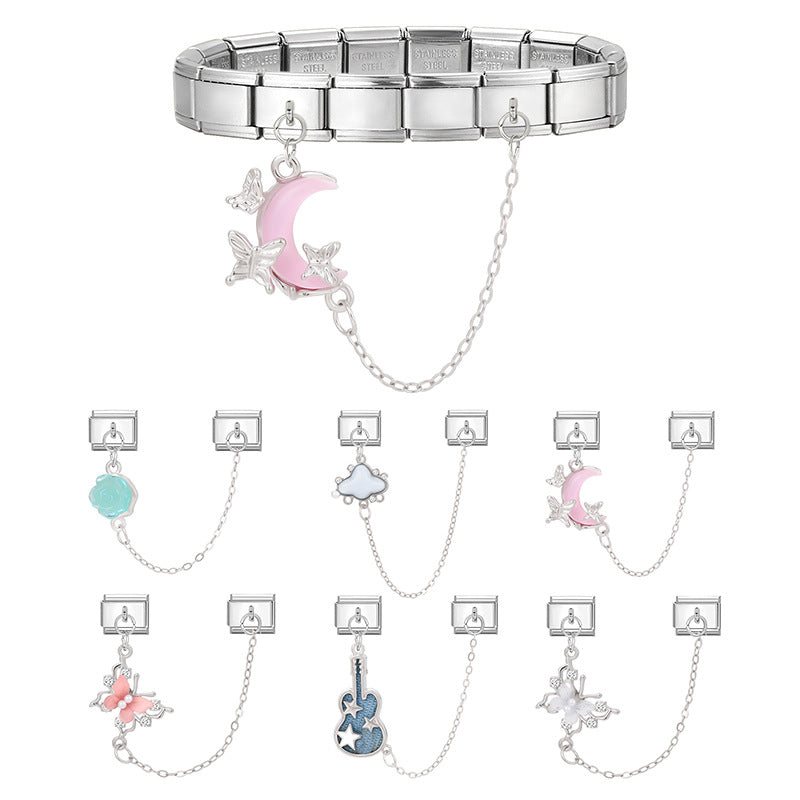 Wholesale 9mm Italian Charm Starter Bracelets DIY Double Hanger Stainless Steel Composable Bracelet