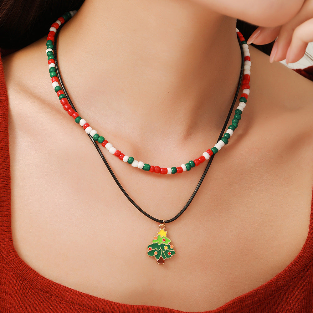 Wholesale Christmas Acrylic Rice Bead Necklaces ACC-NE-Zhey003