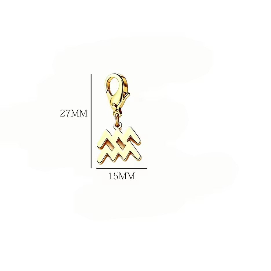 Wholesale Casual Stainless Steel Zodiac Pendant Charms with Lobster Clasp for DIY Jewelry Bracelets Necklaces,  Gift Idea