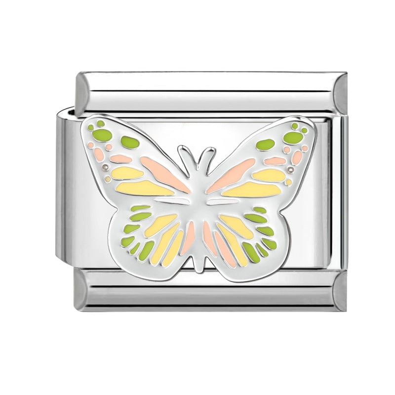 Wholesale 9mm Italian Charm Starter Bracelets DIY Butterfly Evil Eye Stainless Steel Composable Bracelet