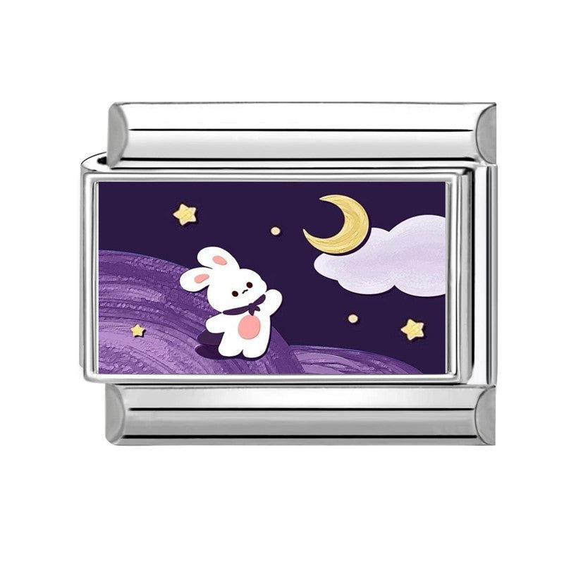 Wholesale Hearts and Love Italian Charms flowers DIY  Single Section Creative Stainless Steel Composable Bracelet