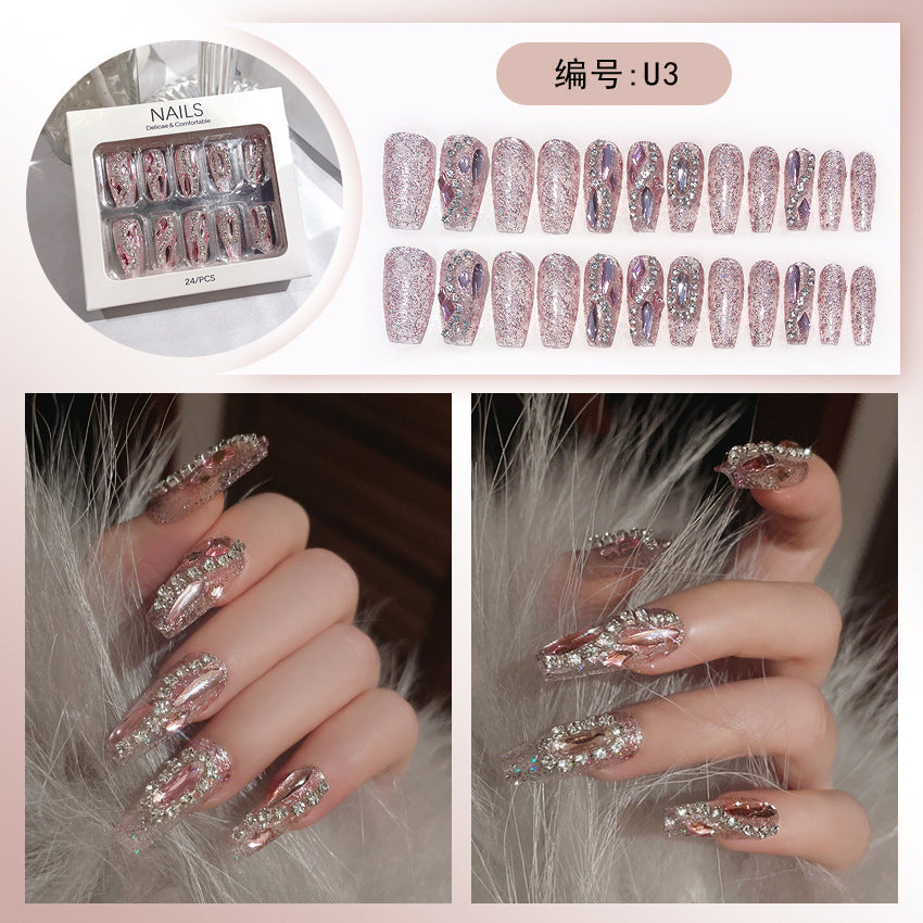 Wholesale 24 Pieces/box Large Diamond Nail Patches Press-on Nails Kits Nail Stickers ACC-NS-DiNa004
