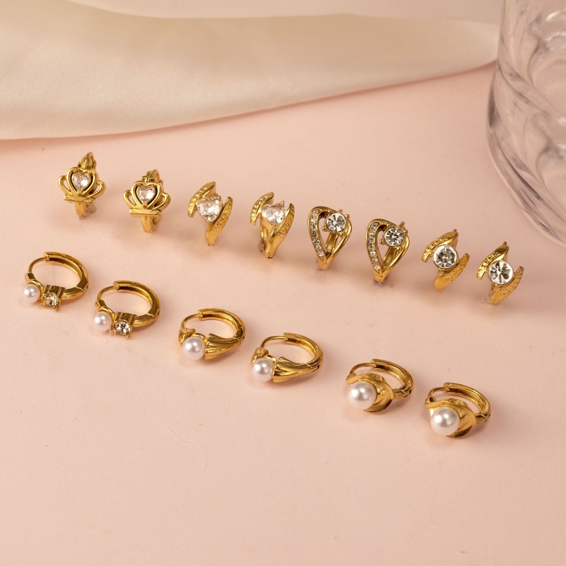 Wholesale Zircon Earrings Stainless Steel 18K Plated Trendy Jewelry Accessory for Women