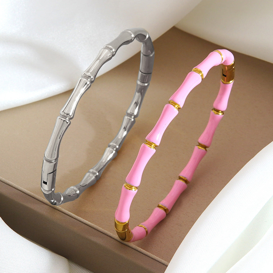 Wholesale Stainless steel bamboo bracelet plated with 18k gold