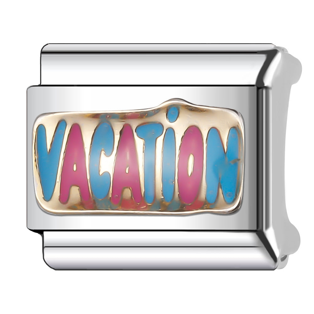 Wholesale Italian Charm Bracelet 9mm DIY Splicing English Retro Series Stainless Steel Composable Bracelet