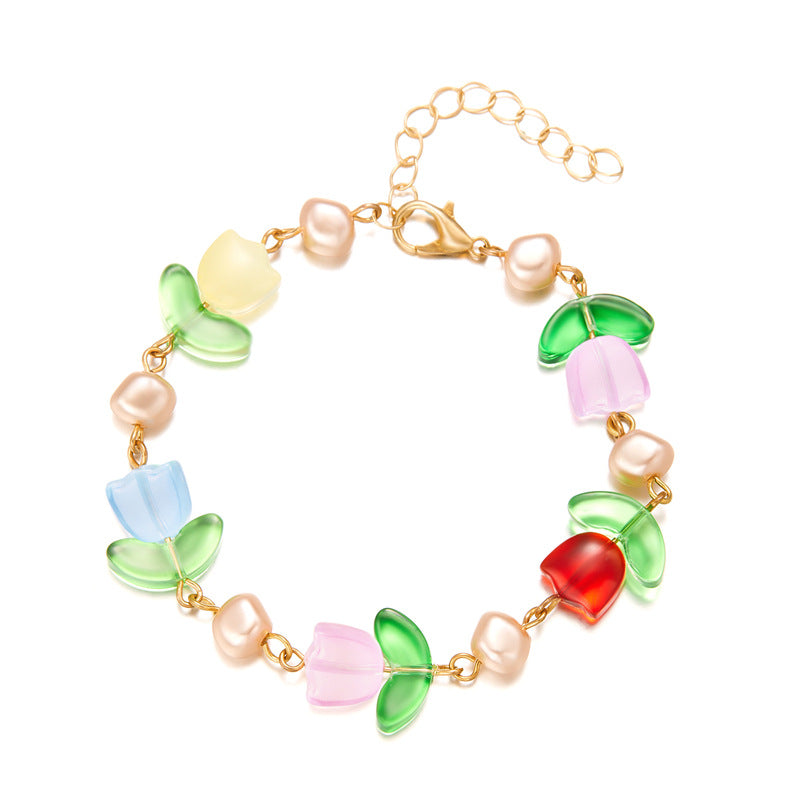 Wholesale Translucent Dopamine Color Tulip Pearl Bracelet ACC-BT-Gangm013