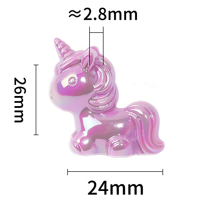 Wholesale 50pcs Acrylic Luminous Cartoon Unicorn Vertical Hole Beaded Diy Accessories ACC-BDS-BLG069
